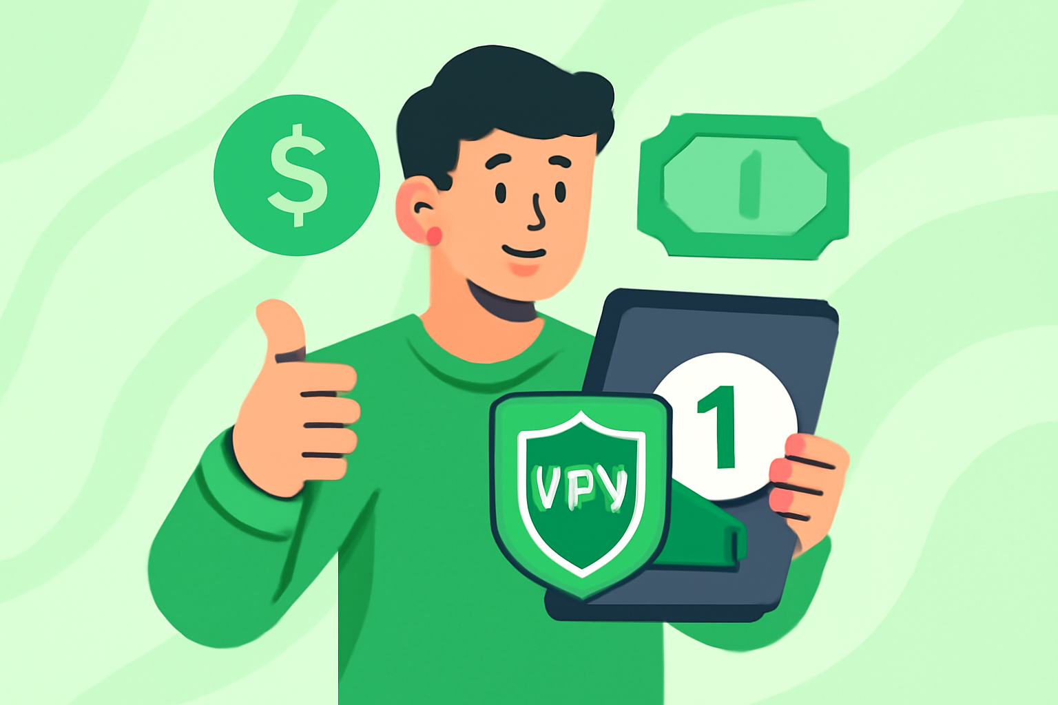 Korleis få ein VPN 1 månad gratis - VPN 1 månad gratis illustrasjon