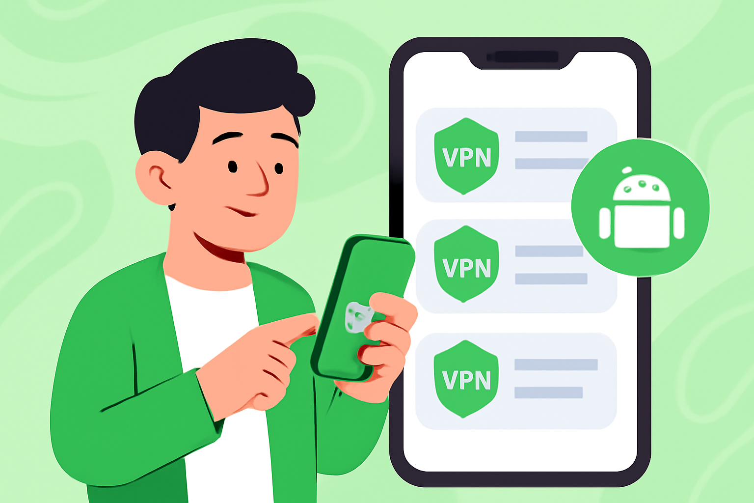 Elegir la mejor VPN para Android - ilustración de VPN USA