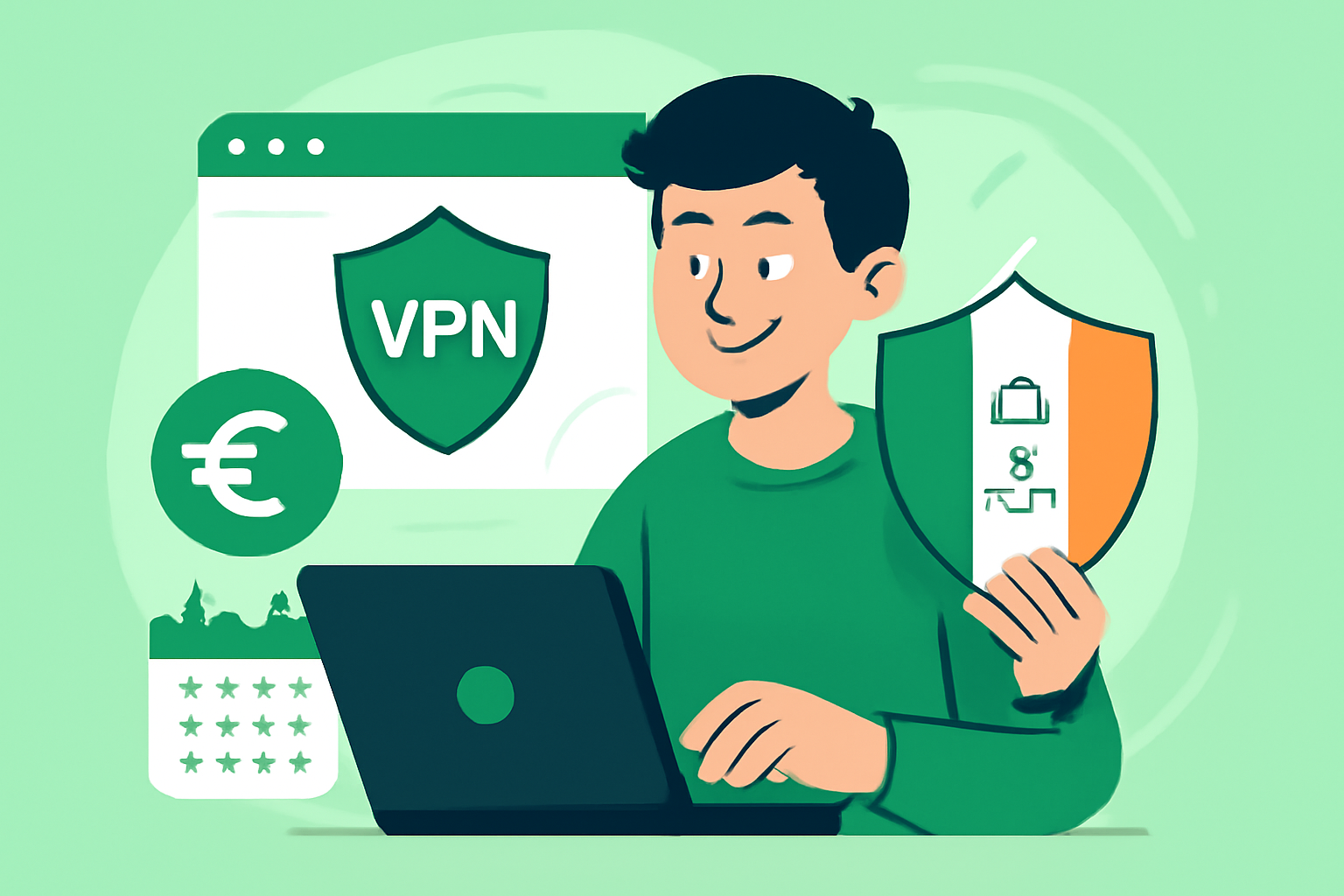 VPN Irland: dei beste leverandørane for trygg surfing VPN per månad - illustrasjon av VPN per månad