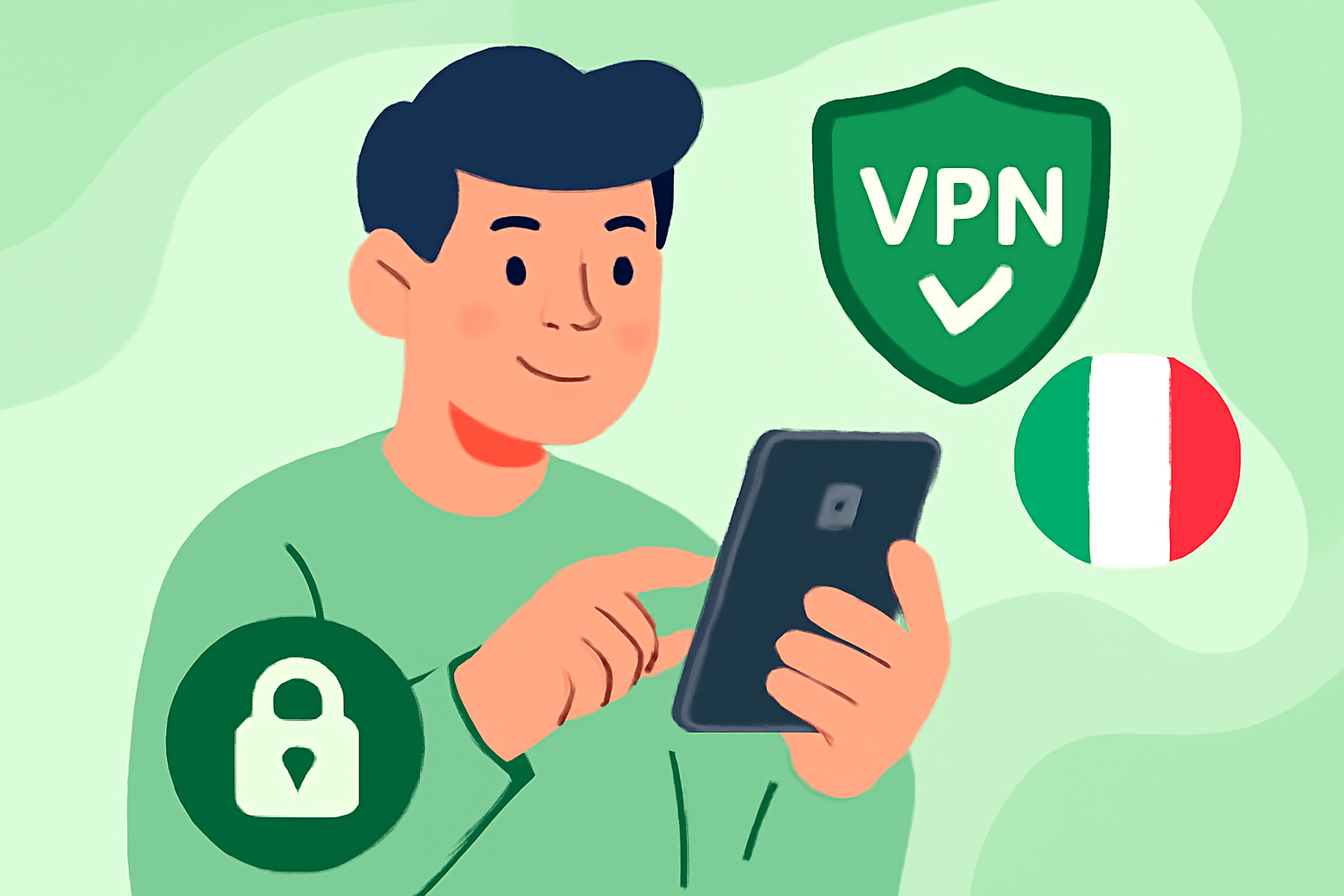 Fordelar med å bruke ein VPN i Italia på Android - VPN Italia illustrasjon
