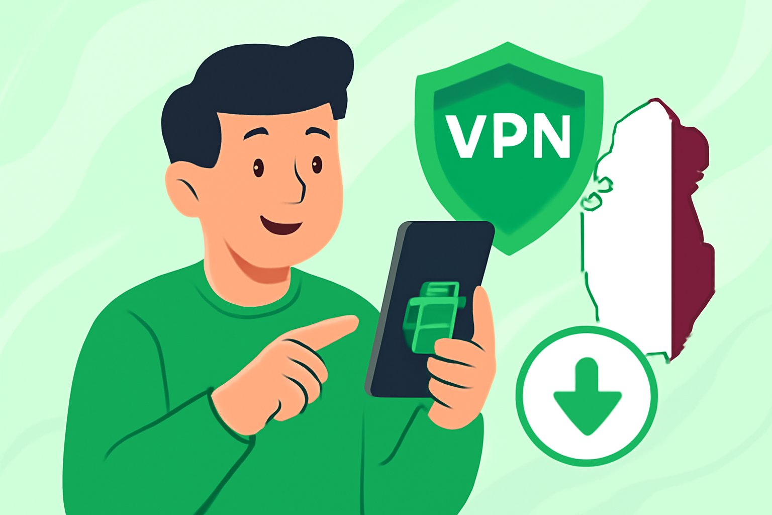 top VPN Qatar for Android in 2025 and how to download - VPN Qatar illustration