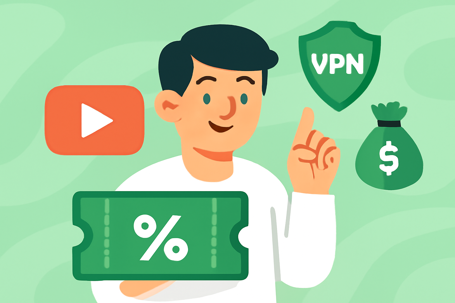 VPN rabattkode YouTube spar på VPN-en din i dag - VPN rabattkode YouTube illustrasjon