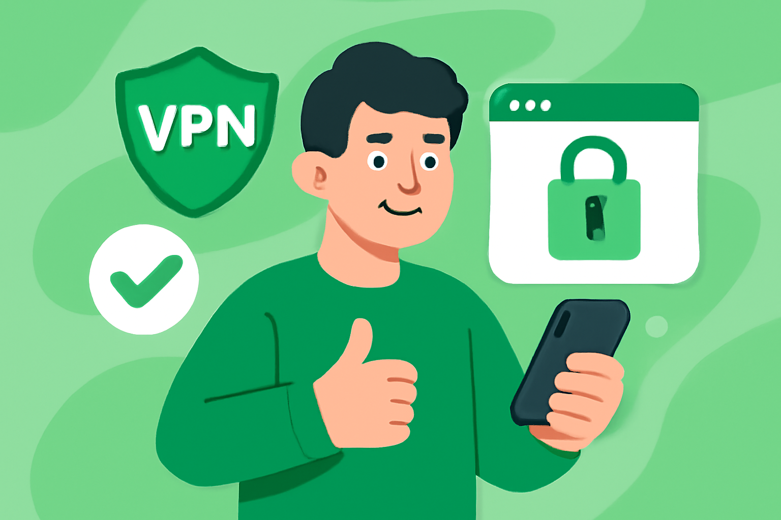 Tips for personvern med VPN for tryggare nettsurfing - Illustrasjon av VPN-personvern