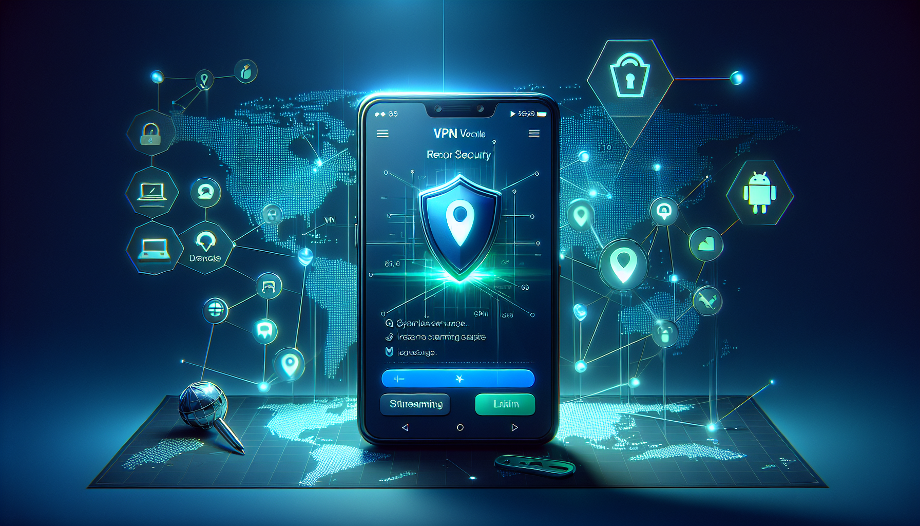 Android phone running Netflix with VPN shield icon to watch Netflix from another country using Free VPN Grass