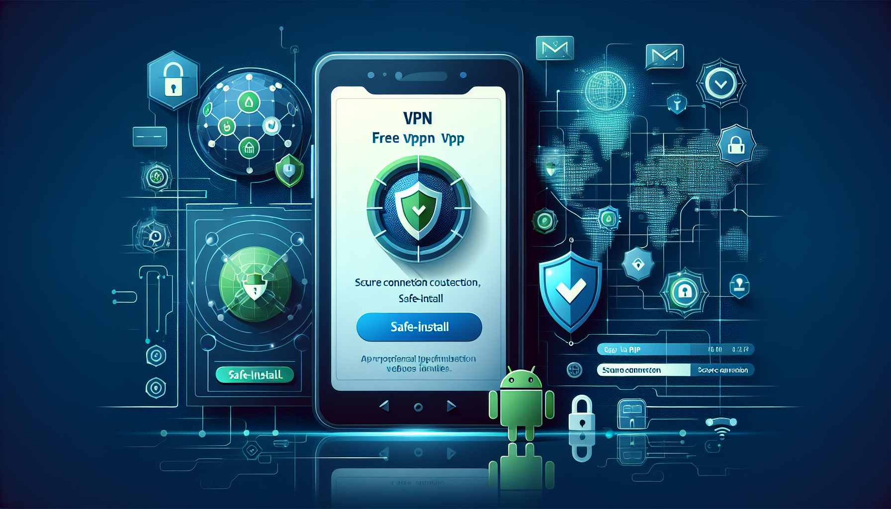 Android phone installing Free VPN Grass APK with security shield icon - install APK android guide