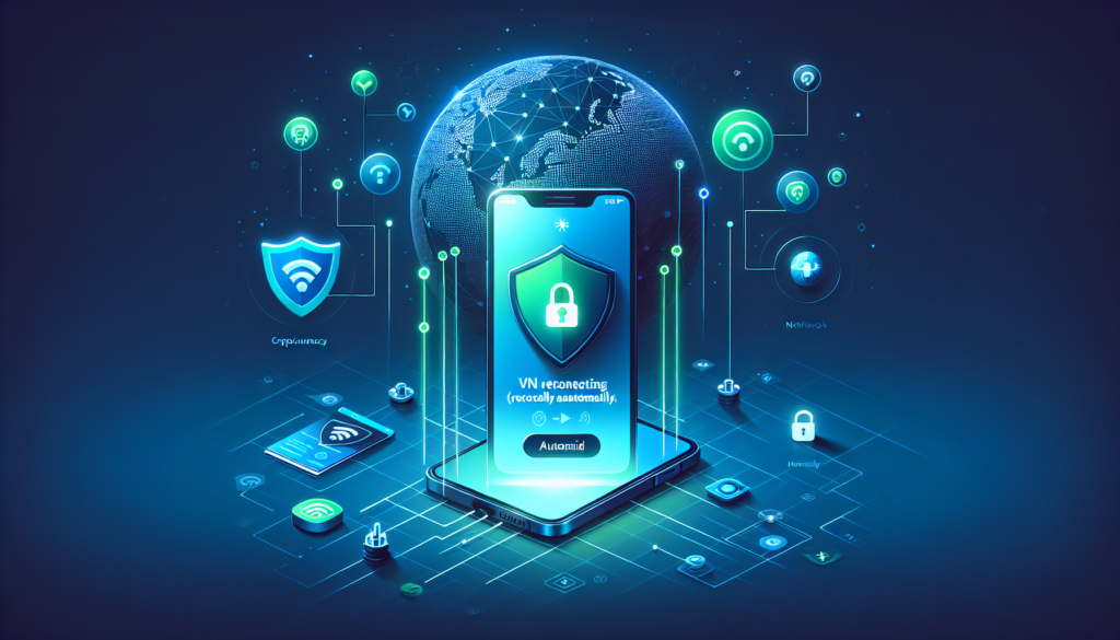 Android phone demonstrating auto reconnect VPN Android with shield icon and reconnect animation