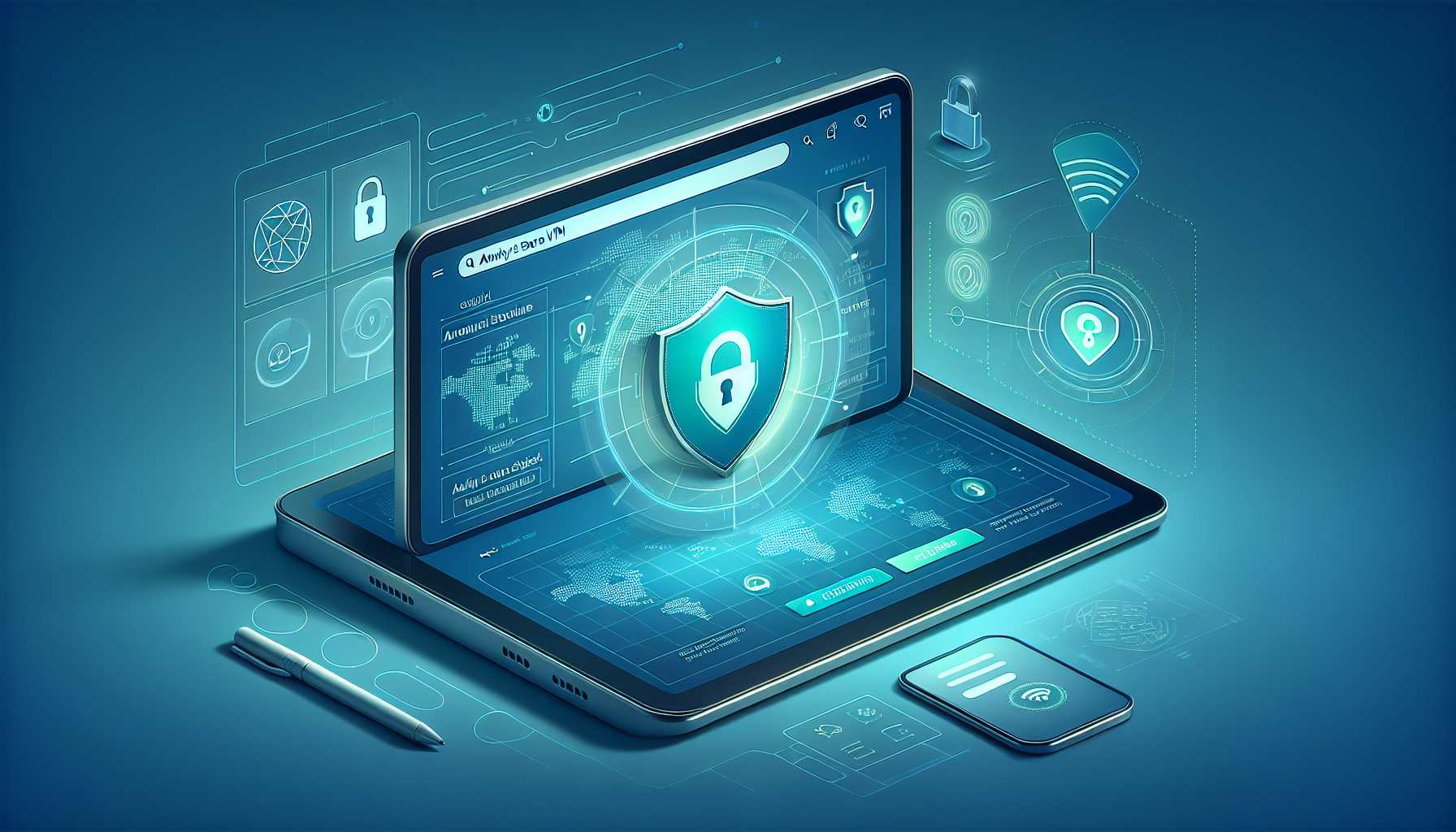 Android tablični računalnik, ki prikazuje zaslon za nastavitev Free VPN Grass za varno brskanje