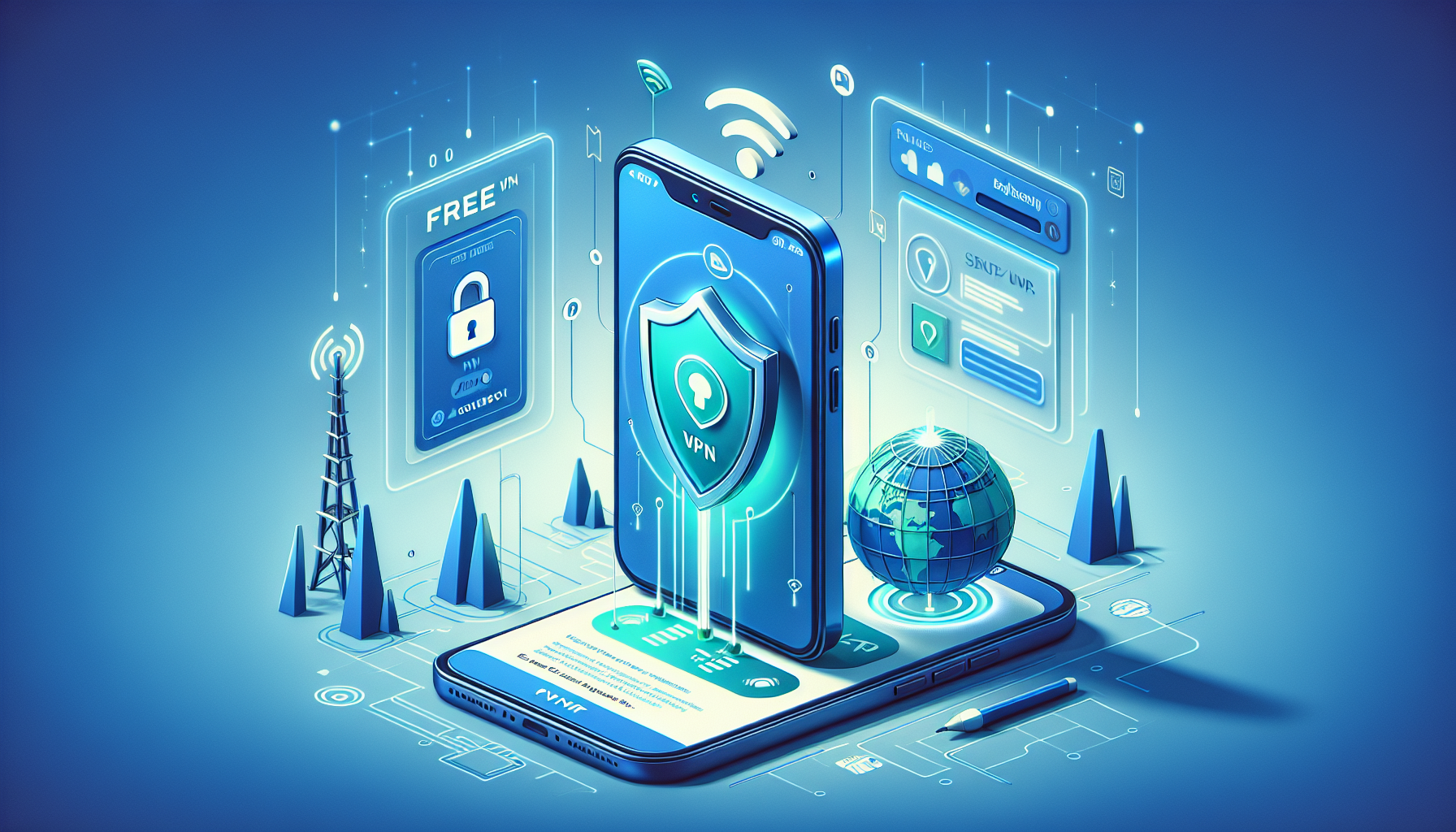 Android 폰이 Free VPN Grass VPN 실드와 보안 터널로 은행 앱을 보호하는 모습