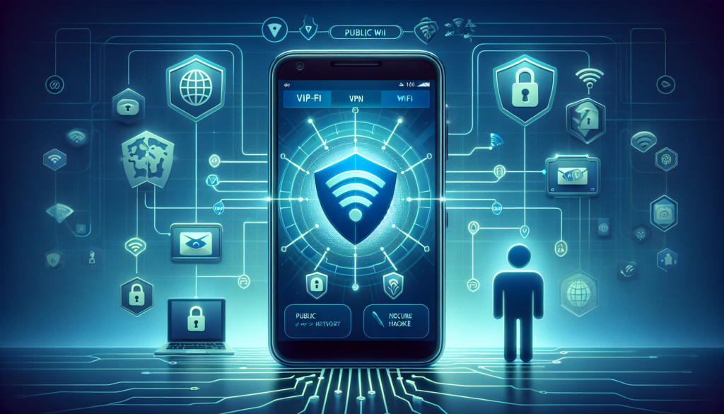 Android phone with Free VPN Grass app and shield protecting against hackers on public Wi‑Fi