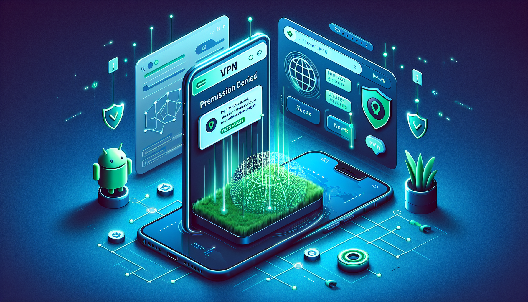 Android 13 phone showing permission denied error blocking Free VPN Grass VPN connection