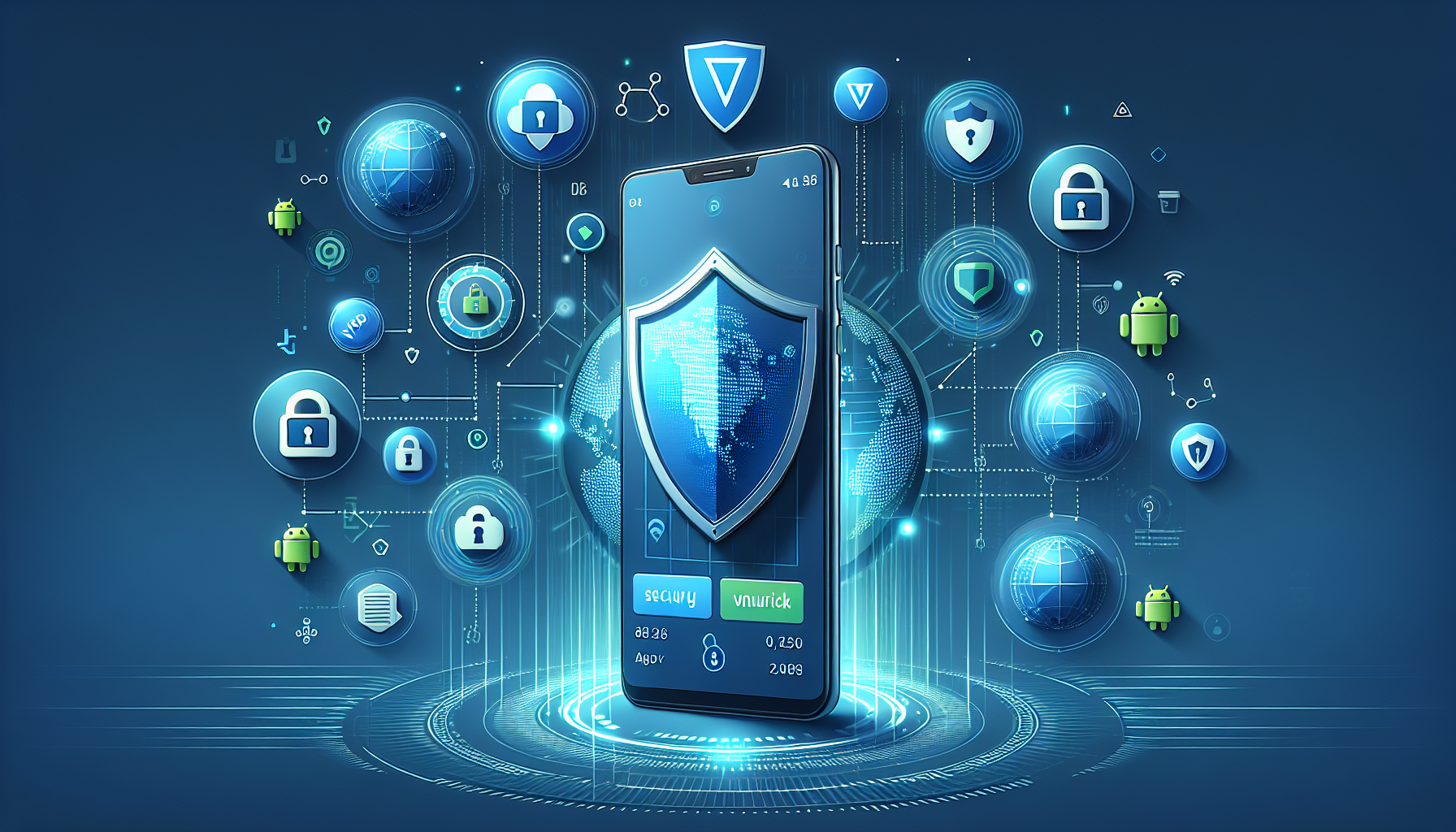 Android banking with VPN shield indicating secure VPN banking using Free VPN Grass