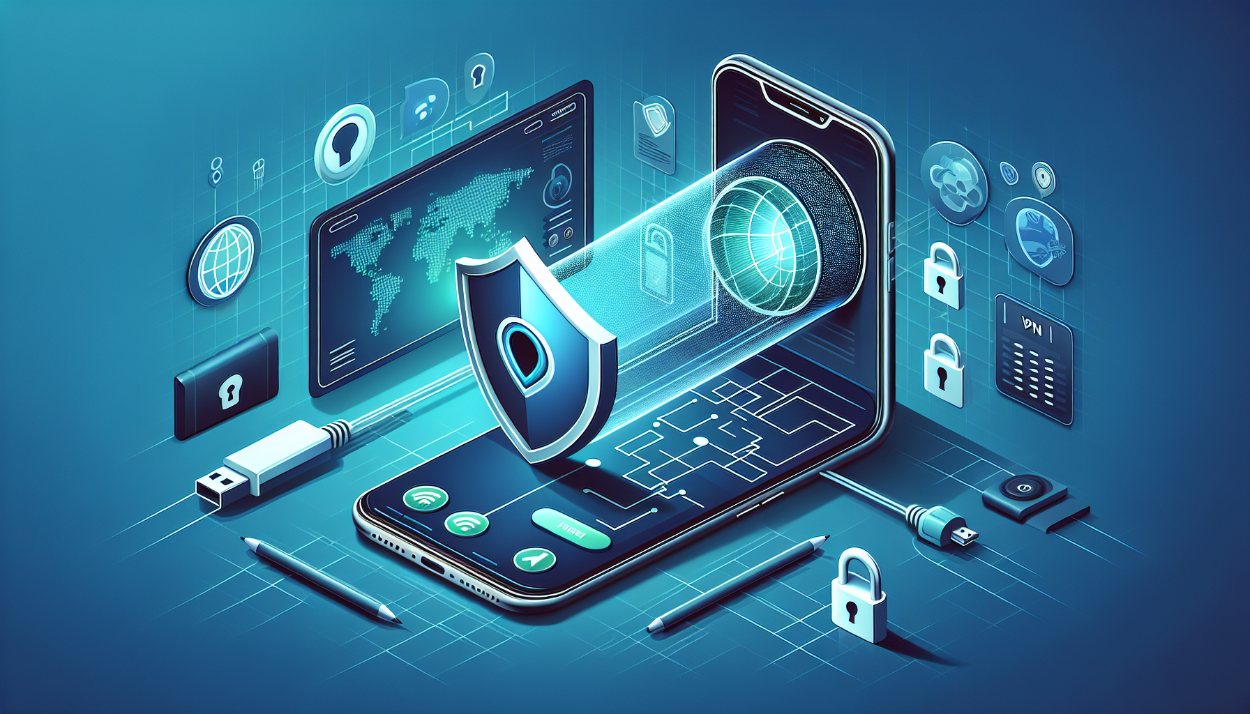 Androidi kill switchi illustreerimine, mis näitab VPN-ühenduse katkestust, sümboliseerides Free VPN Grass'i Androidi kaitset