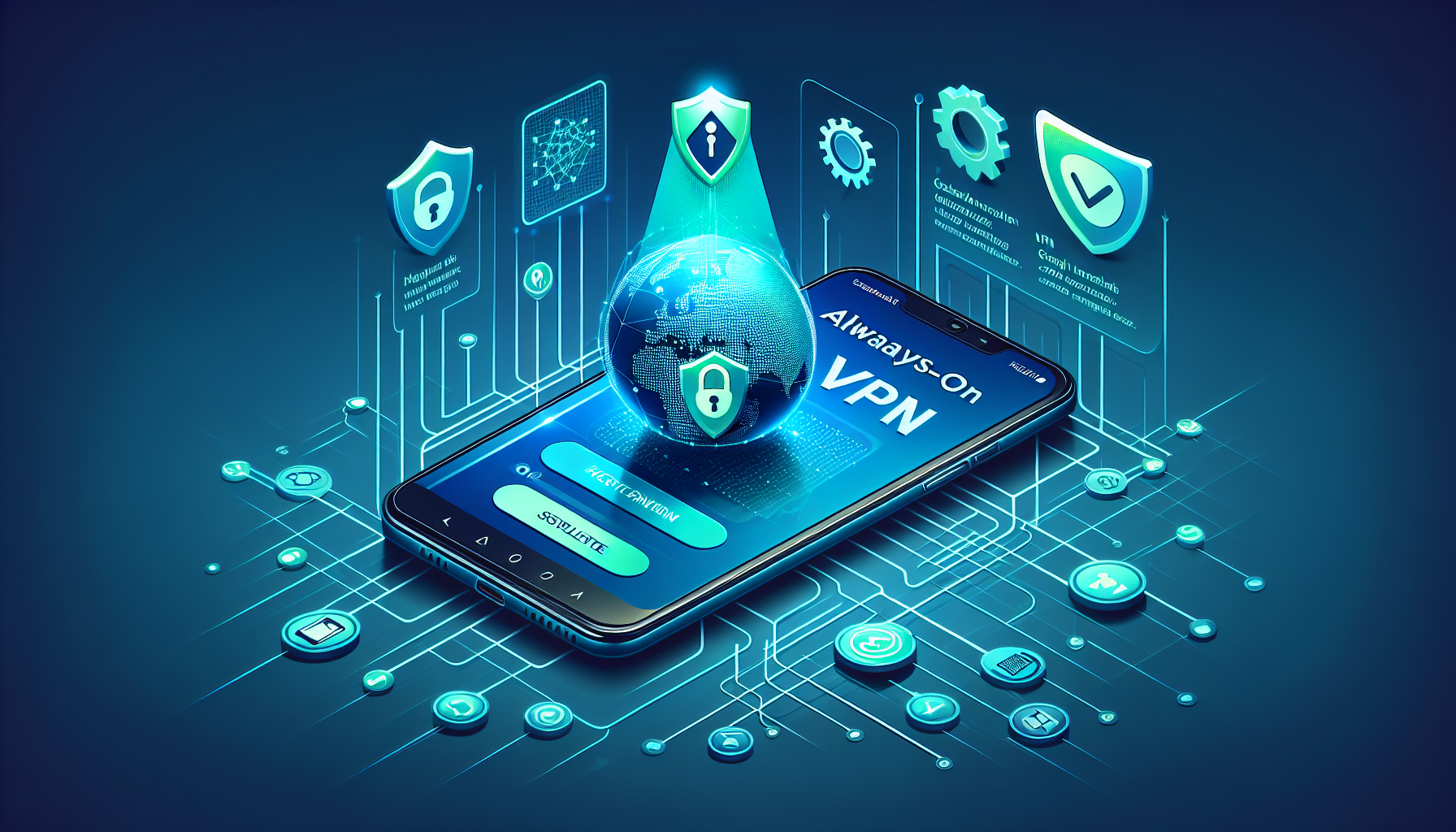 Android phone showing Always-on VPN enabled using Free VPN Grass app, secure VPN connection visualization