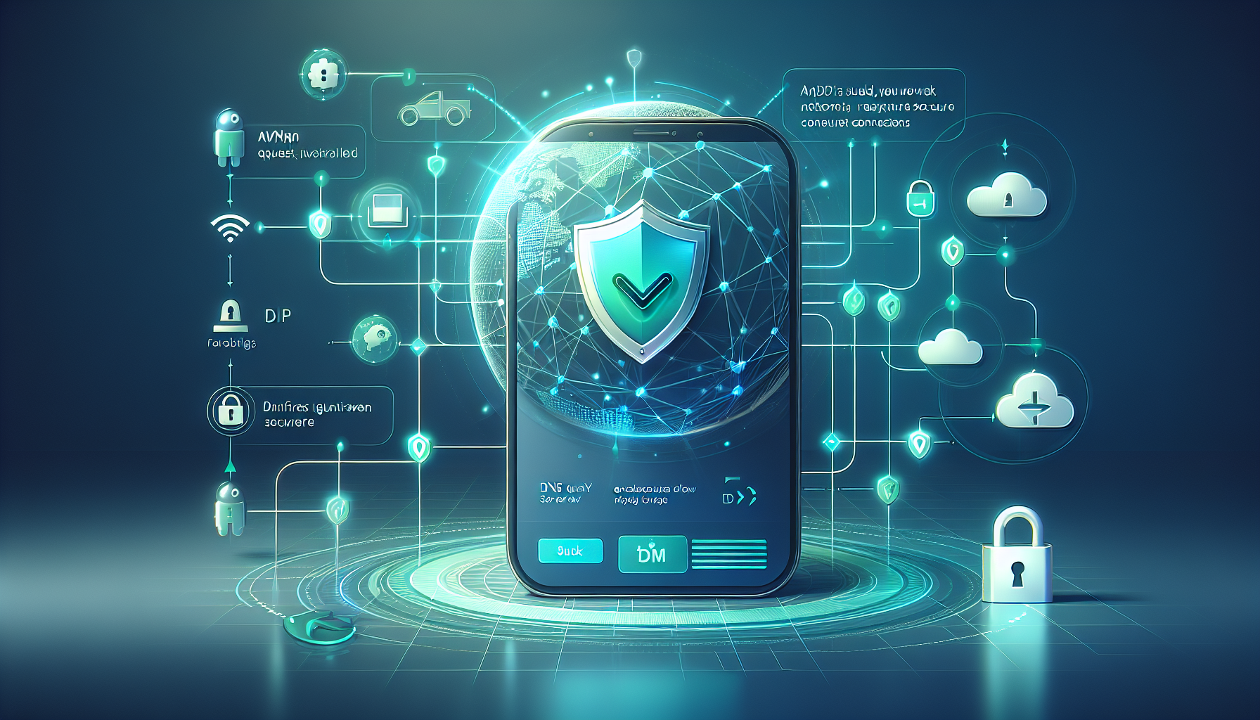 Android phone with shield protecting DNS queries - DNS leak protection