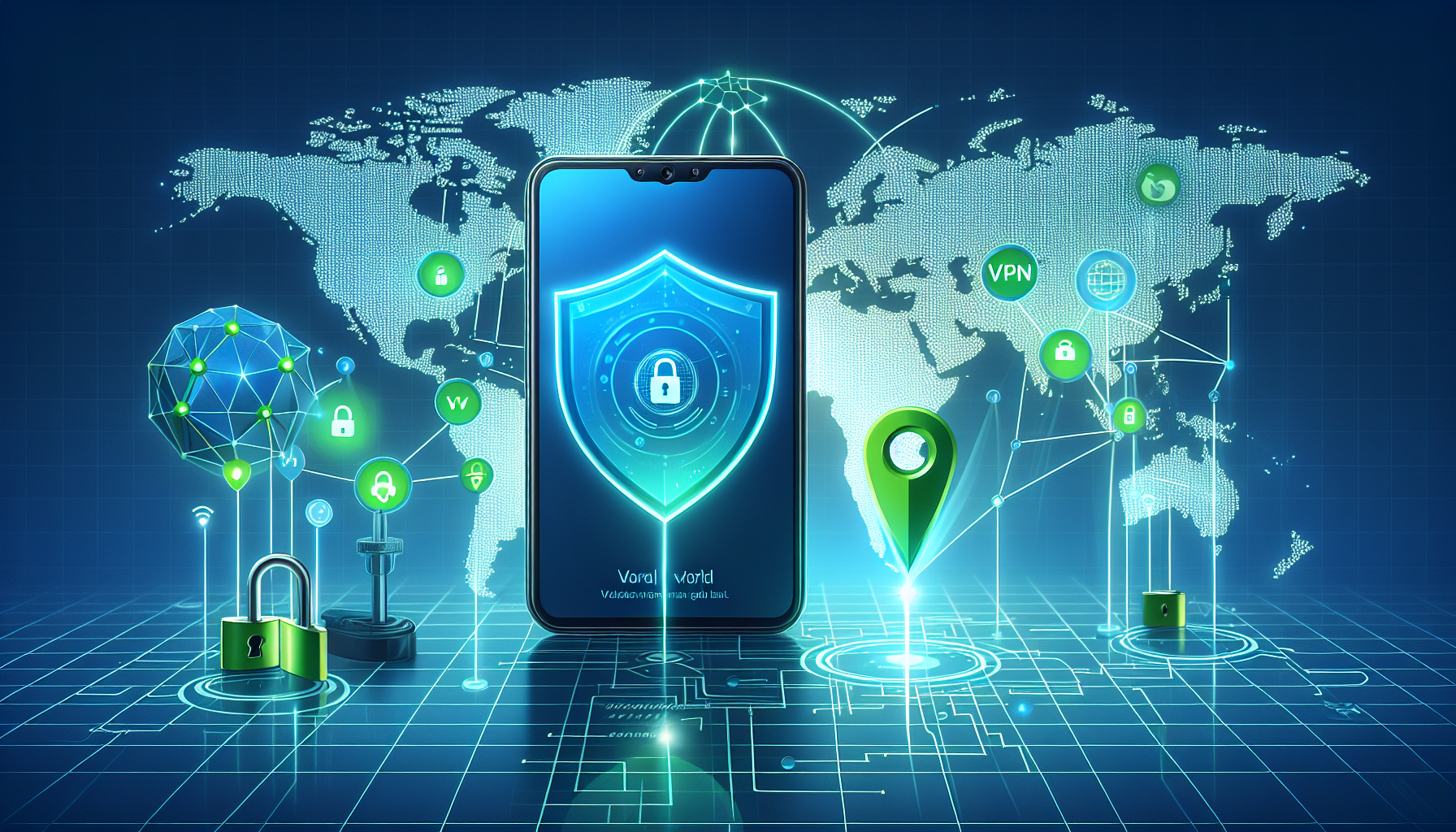 Android phone with VPN shield bypassing geo-blocking to access region-locked content
