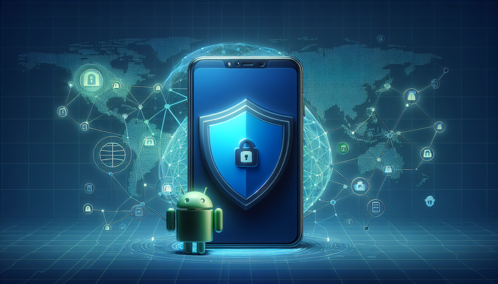 Android phone with VPN shield and masked IP visualization for IP address masking