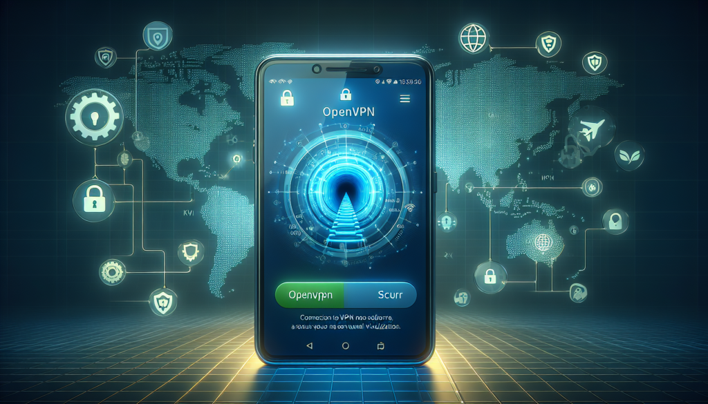 Android phone showing OpenVPN protocol connection visualization for OpenVPN protocol