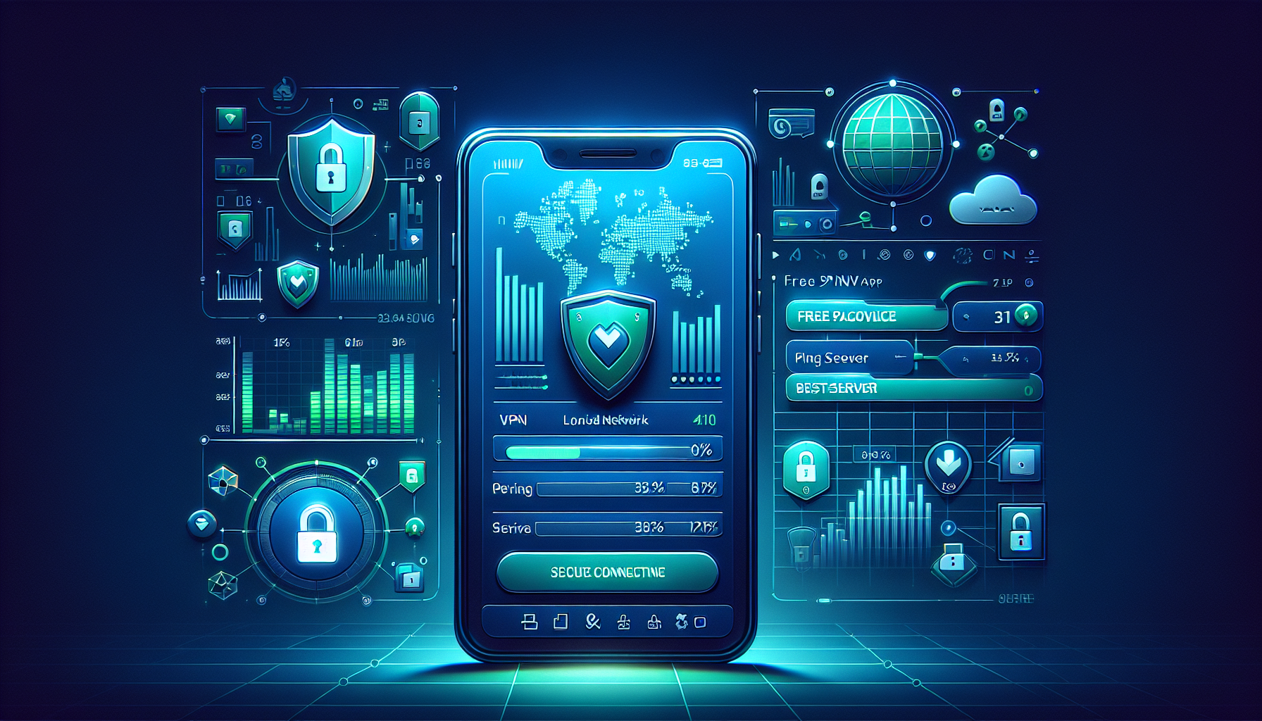 Android phone showing server load indicators in Free VPN Grass app