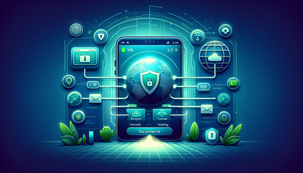 Android split tunneling illustration showing VPN tunnel and local network paths - split tunneling android