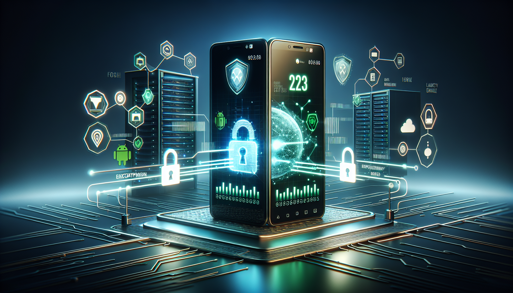 Android VPN handshake illustration showing connection negotiation and latency indicators for VPN handshake delays