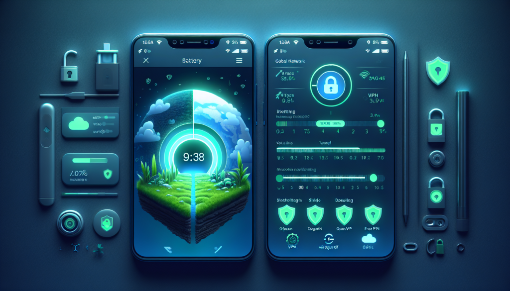 Android VPN battery drain visualization with Free VPN Grass app and battery meter