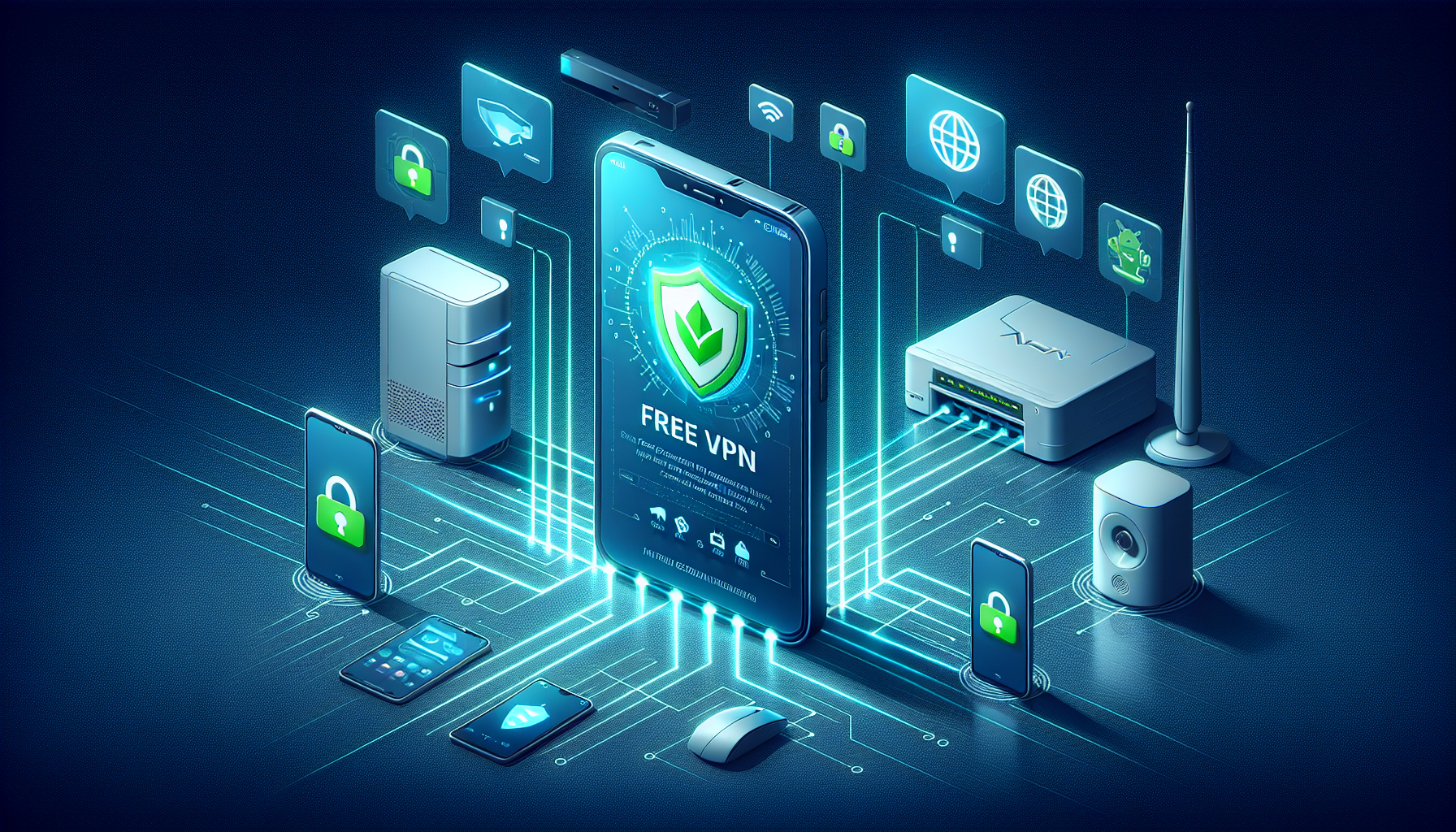 Android device showing Free VPN Grass with blocked local network access to printer and NAS