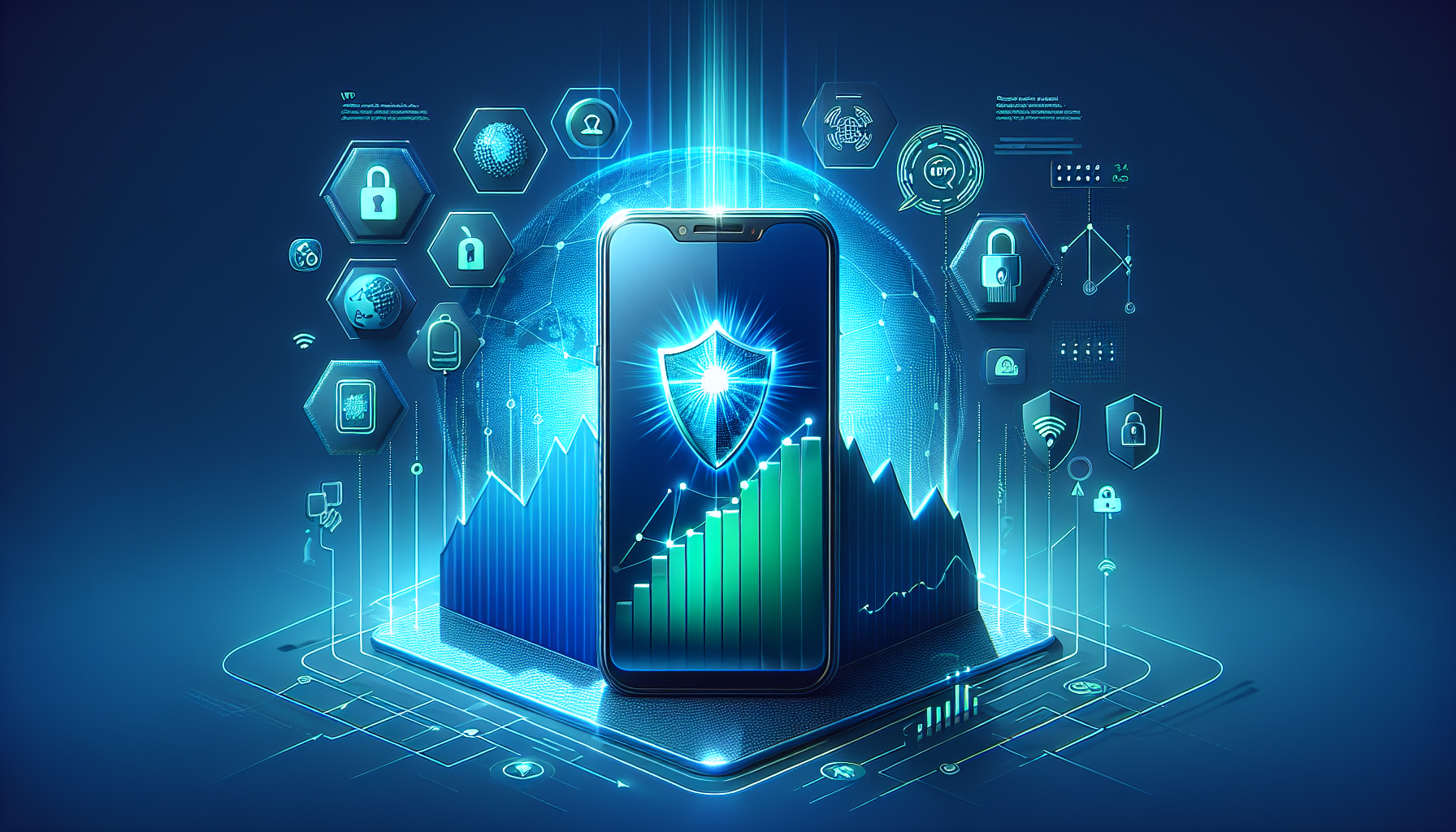 Android data usage graph with VPN shield illustrating VPN data usage on Android