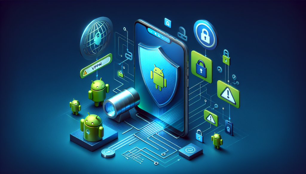 Android phone with shield blocking phishing links - VPN phishing protection