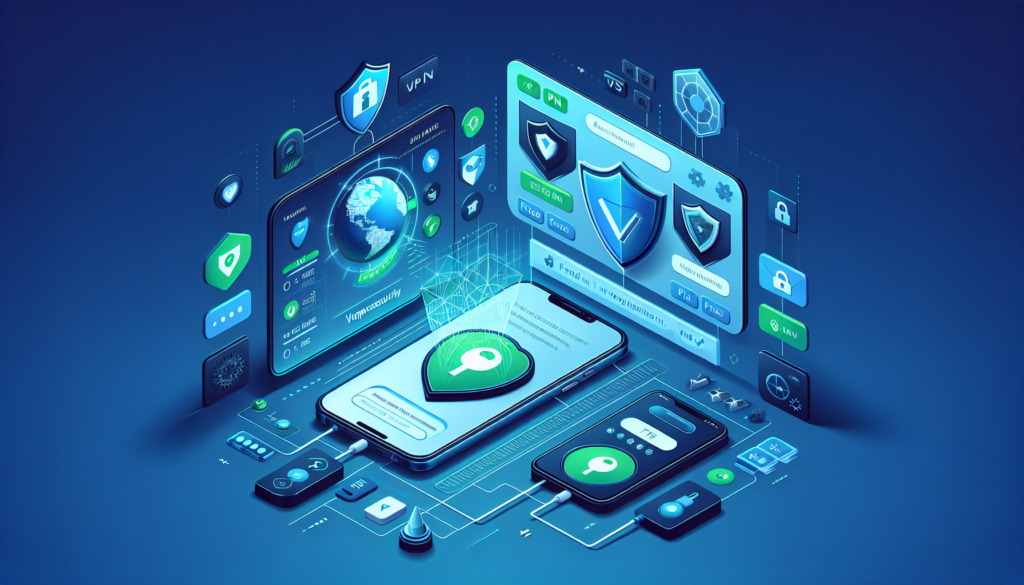 Android screen showing Free VPN Grass app and a split comparison of free vs paid VPN features - free vs paid VPN