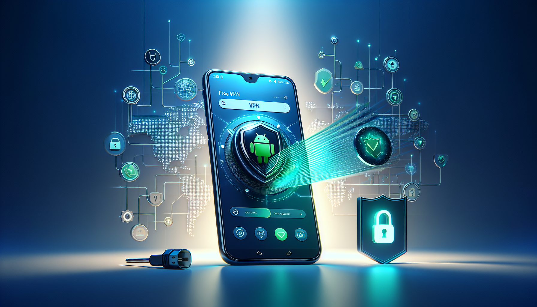 Nokia Android phone with Free VPN Grass app and VPN shield icon showing secure browsing