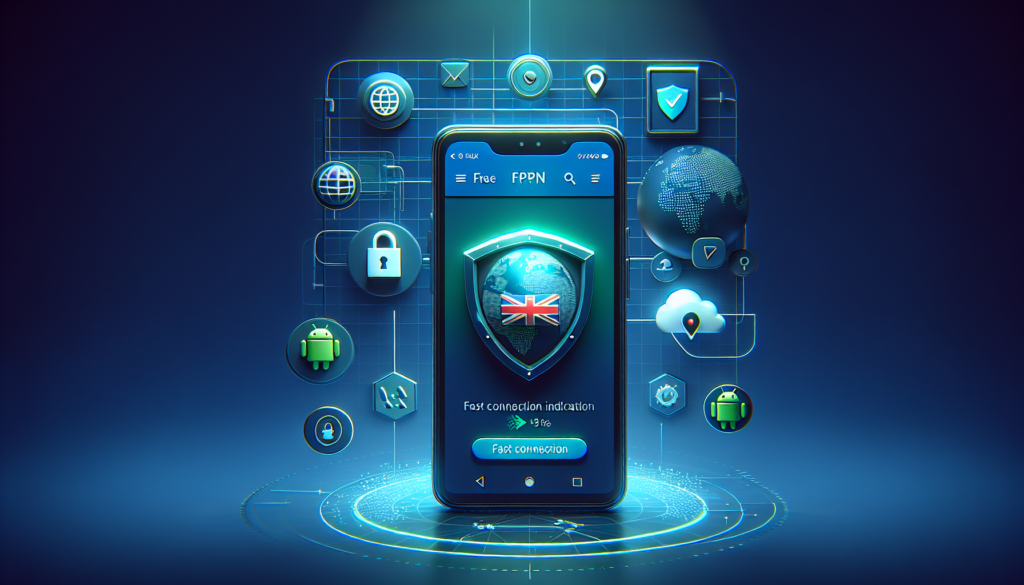 Android smartphone using Free VPN Grass to stream UK content with UK flag and VPN shield