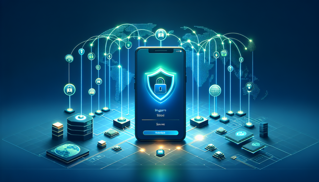 Android phone showing VPN shield with Singapore map indicating Free VPN Singapore connection using Free VPN Grass