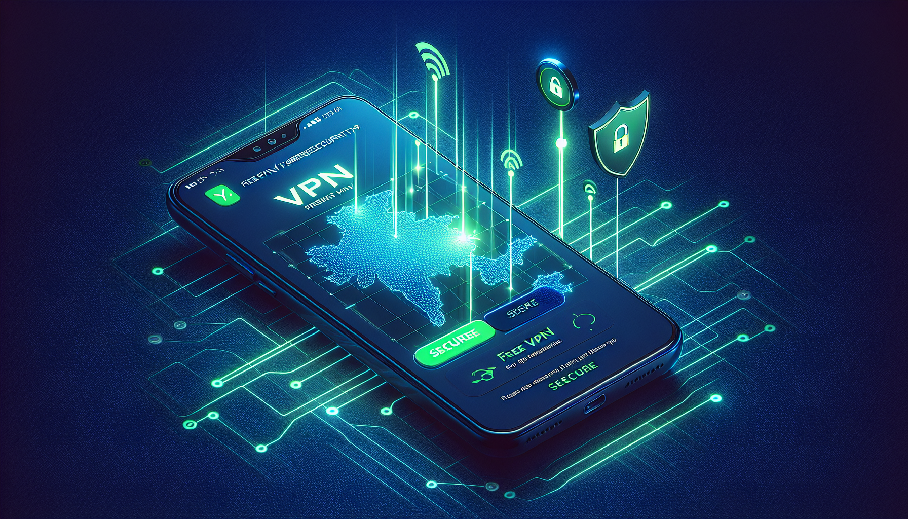 Android phone showing Free VPN Grass connected in Pakistan with secure shield icon