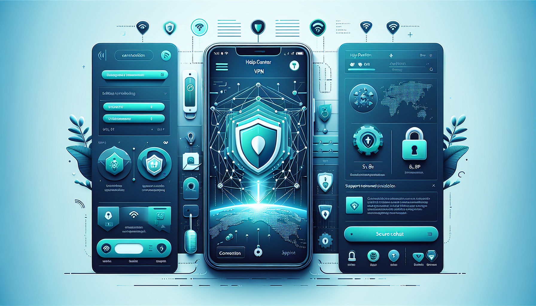 Free VPN Grass Android help center screen on a smartphone showing setup and support options