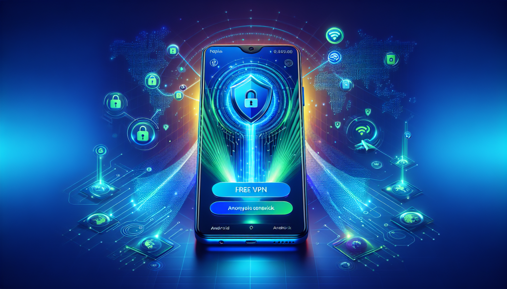 Android phone showing Free VPN Grass app with VPN shield icon and secure connection visualization