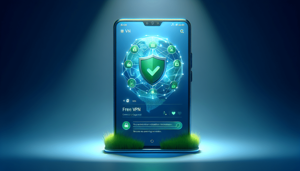 Android phone showing Free VPN Grass app with secure shield indicating protected connection