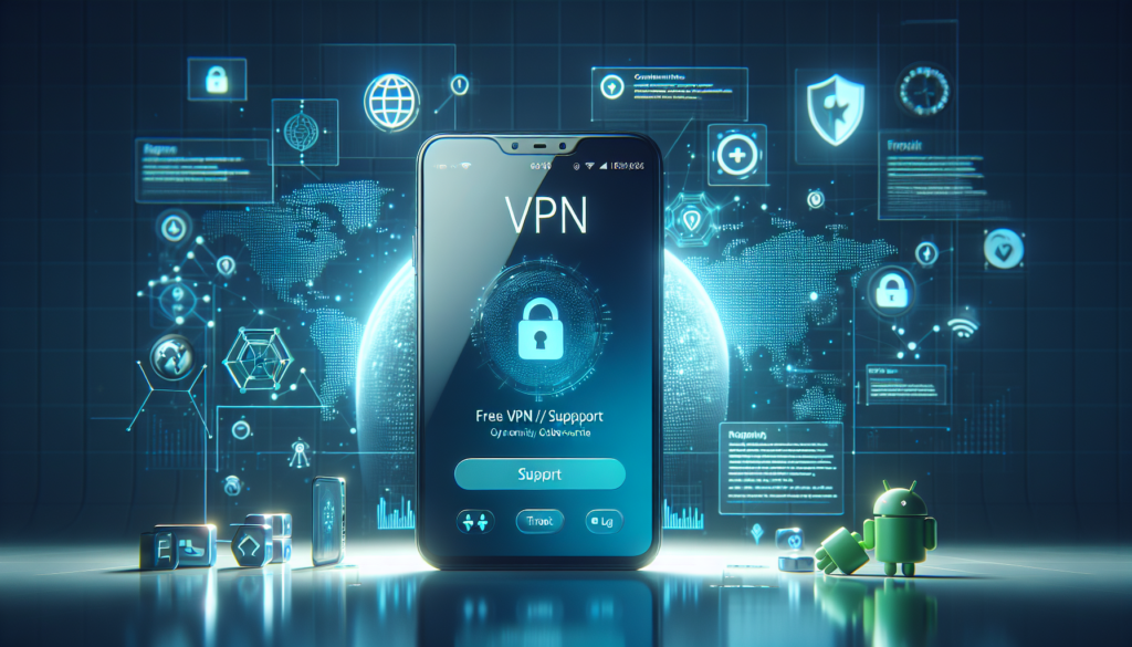 Android VPN support screen for Free VPN Grass showing help chat and logs, Android VPN support
