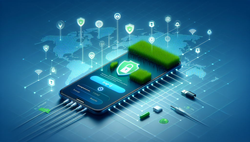 Android phone showing Free VPN Grass app with shield icon and global server map - Free VPN Grass review