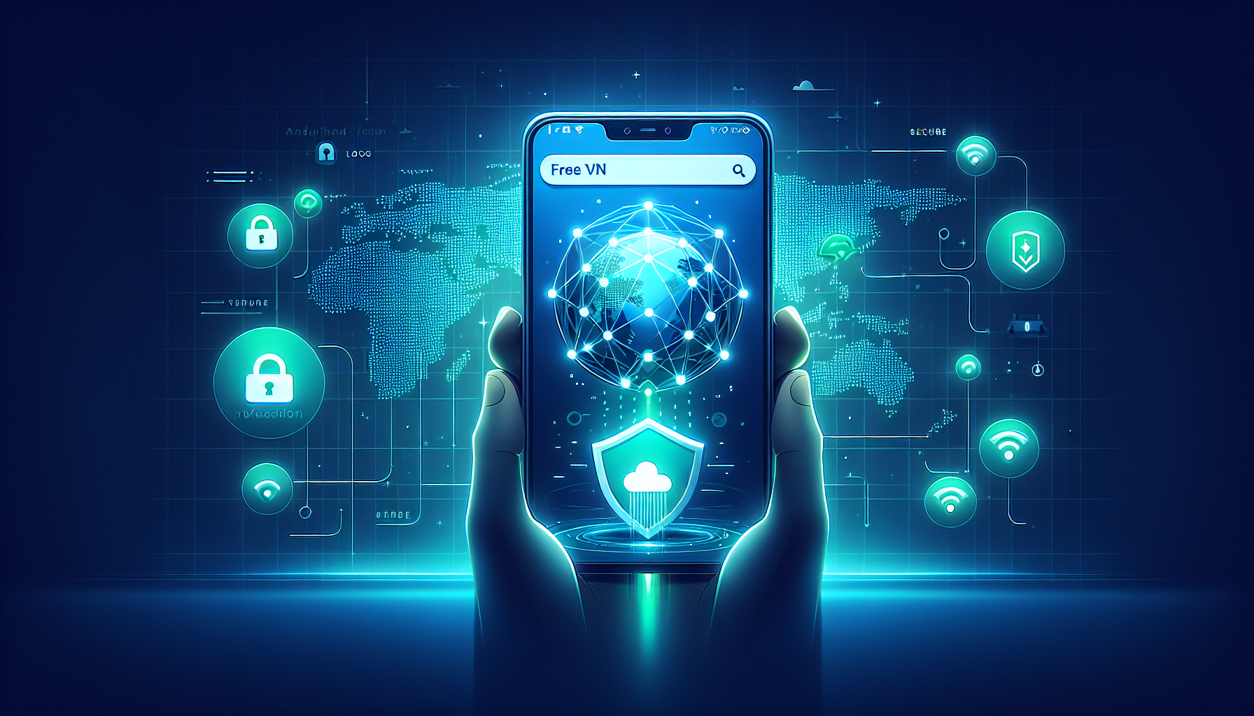 Free VPN Grass review - Android app open with secure connection and server map