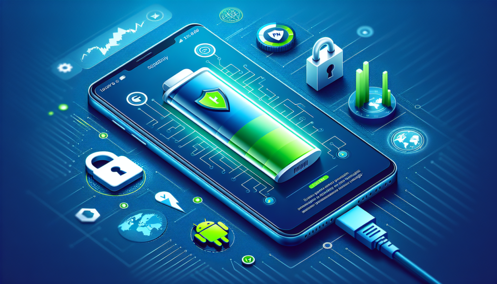 Android VPN battery life optimization with Free VPN Grass, showing shield icon and battery meter