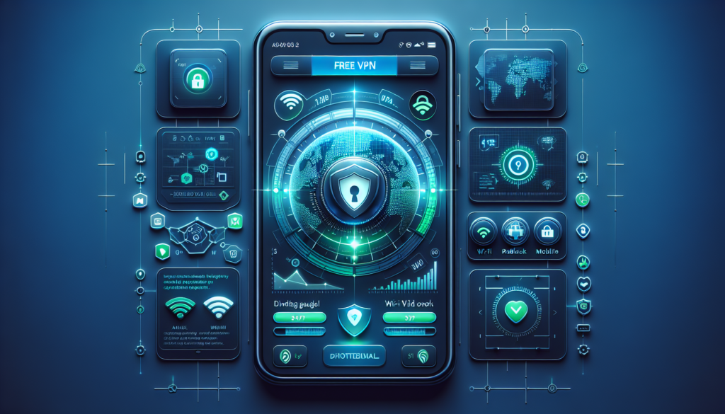 Android phone displaying Free VPN Grass app with a data usage gauge decreasing, showing reduced data usage