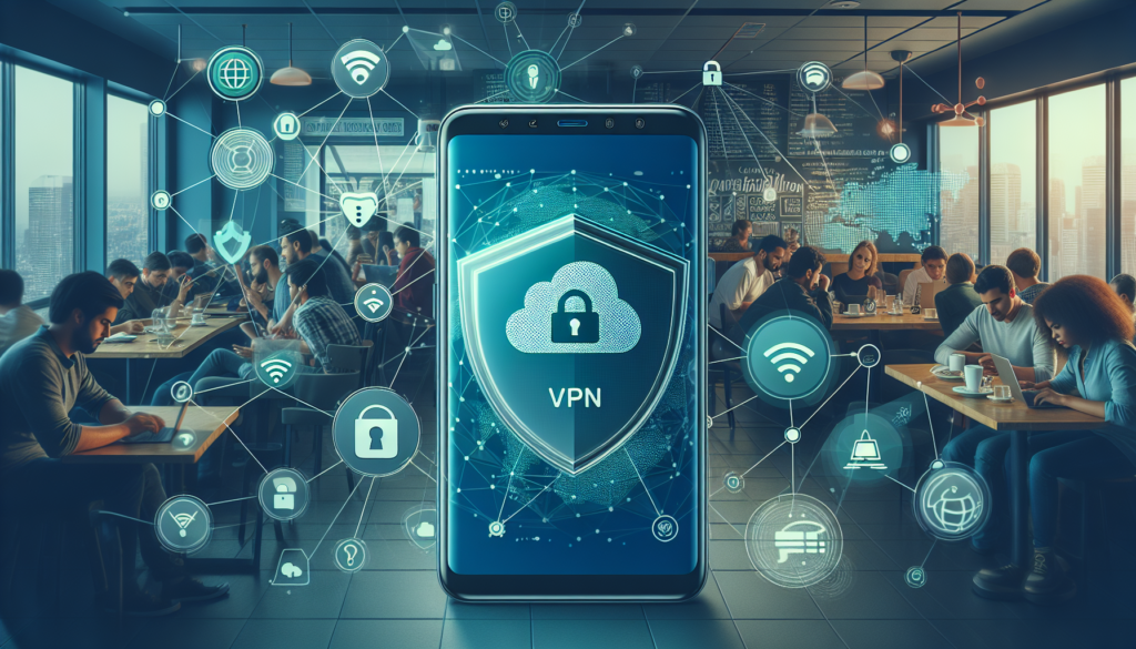 Android phone showing Google Drive secured by VPN on public Wi‑Fi