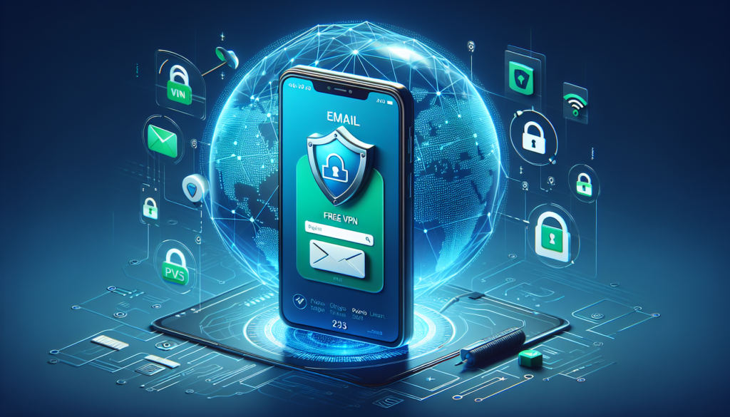 Android smartphone with email app and VPN shield indicating secure work email using Free VPN Grass
