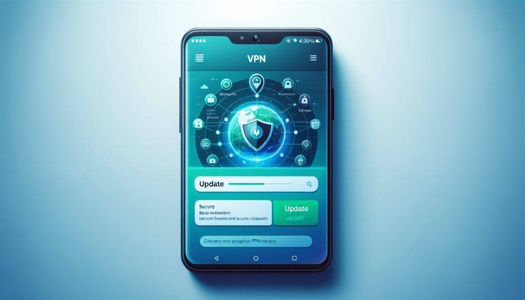Android update screen for Free VPN Grass showing update button and secure connection