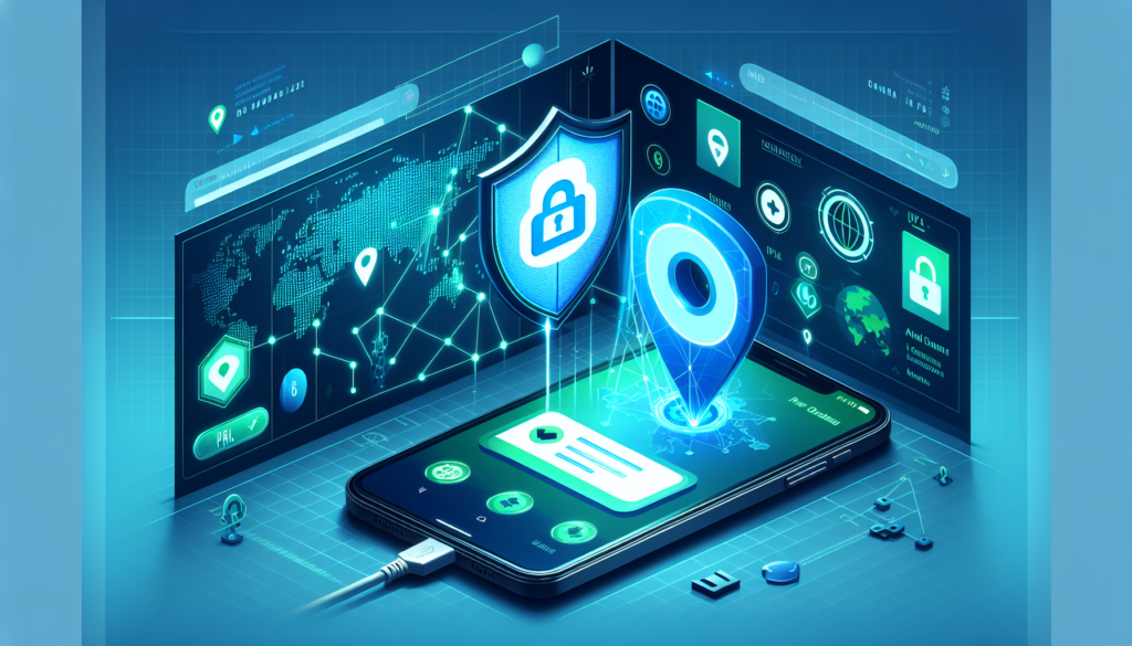 Android VPN gaming illustration showing VPN shield and location pin for region-locked games