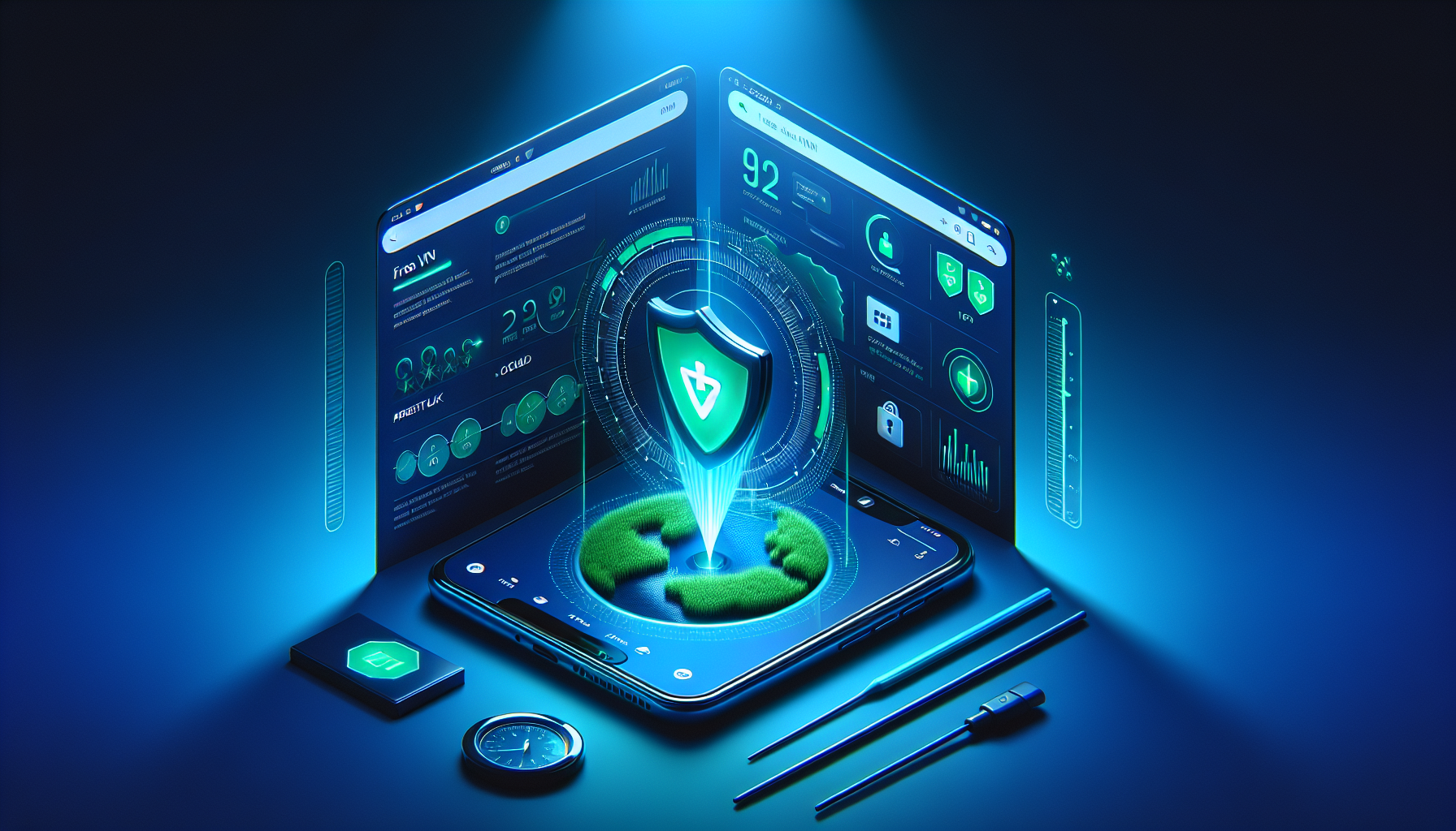 Free VPN Grass review on Android showing secure connection and speed visualization