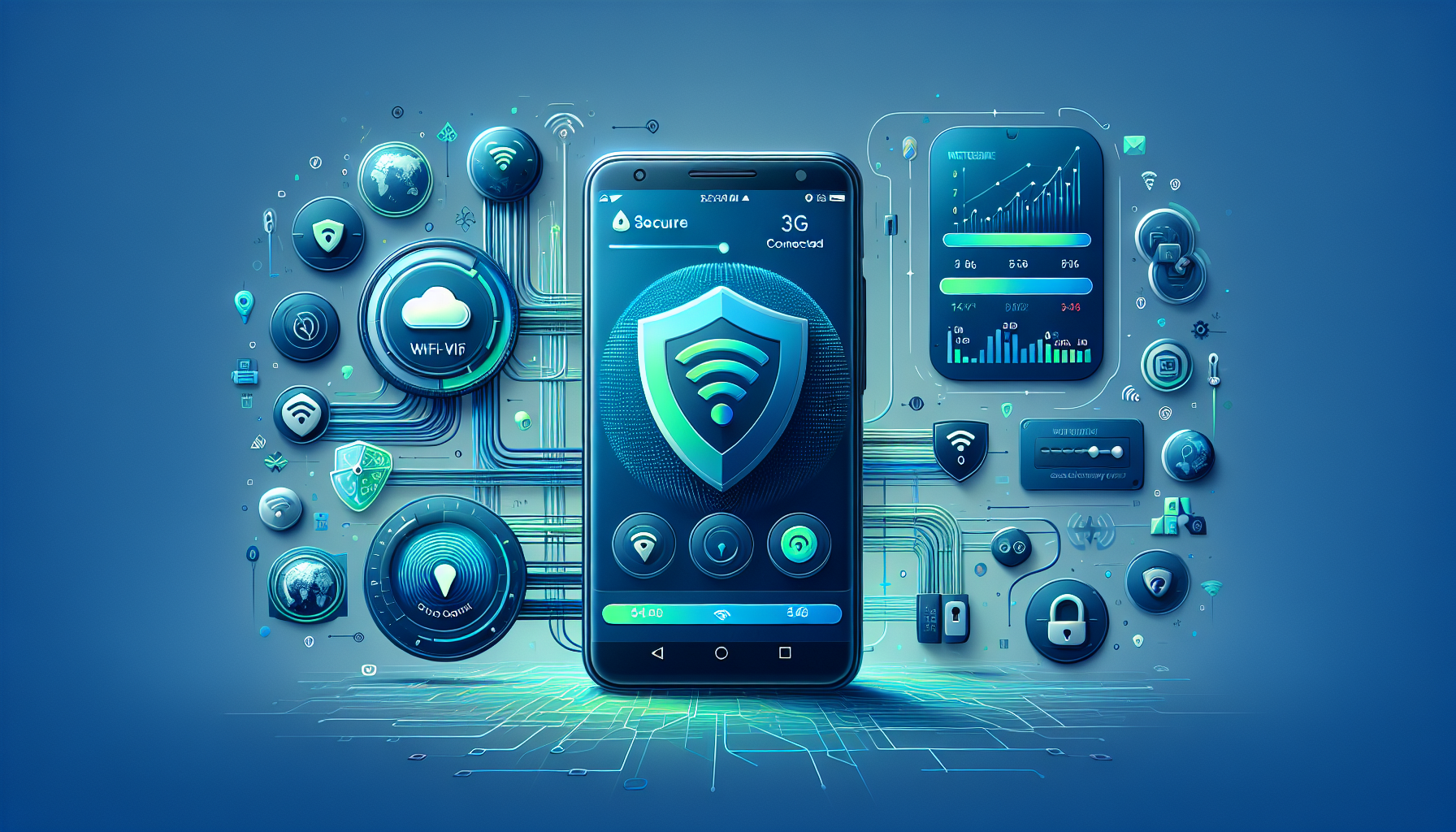 Android phone showing Free VPN Grass connection with speed indicators — faster VPN speeds on Android